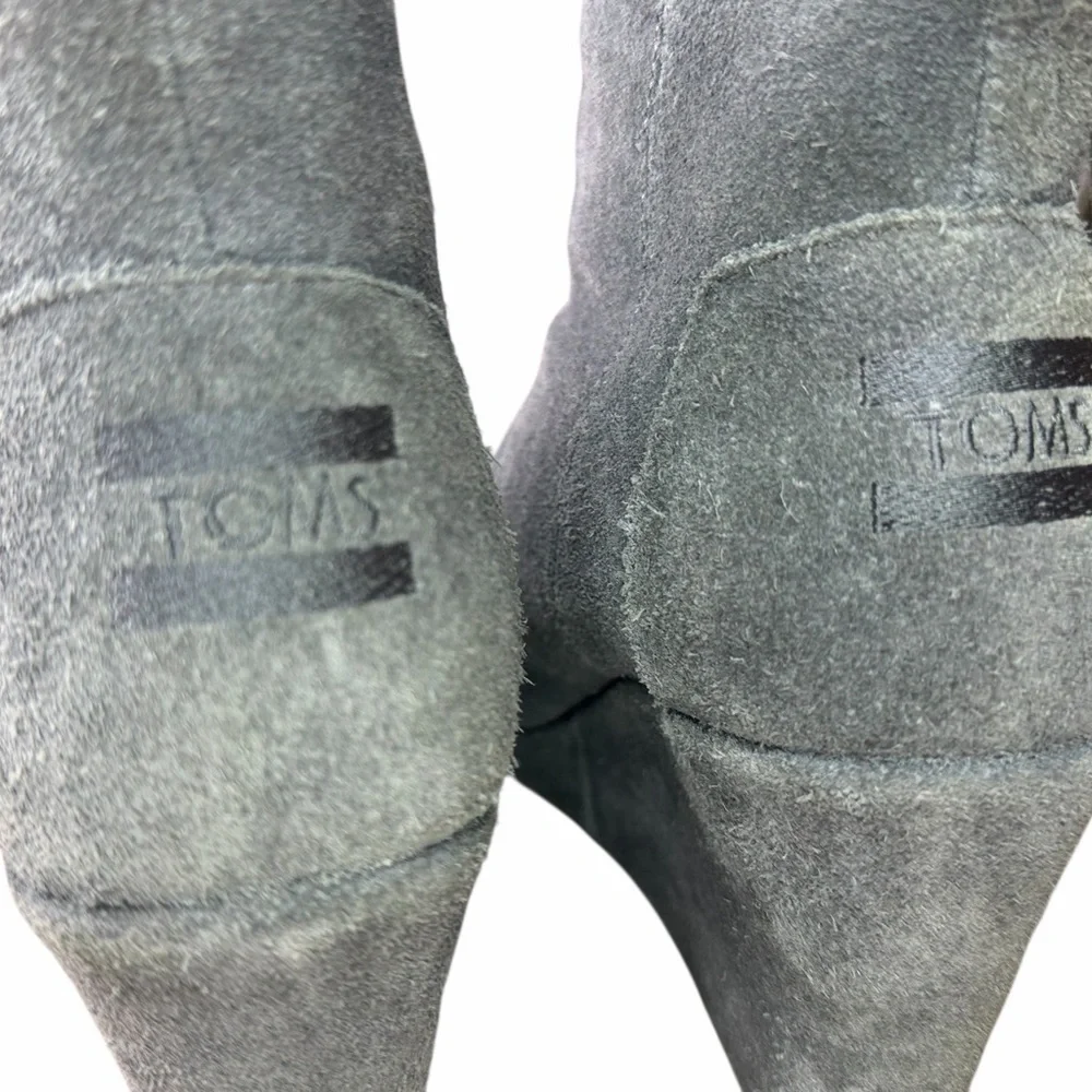 Tom's Dark Grey Suede Desert Wedge High Bootie, like new!